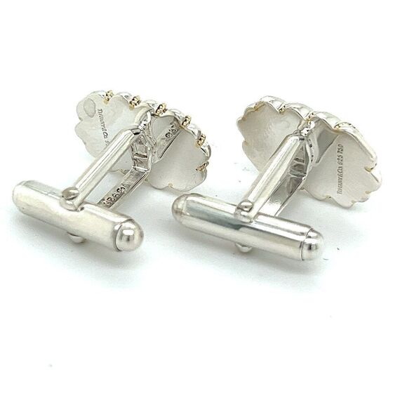 Tiffany & Co Cufflinks 18k Gold + Sterling Silver Estate TIF902 - Picture 6 of 6